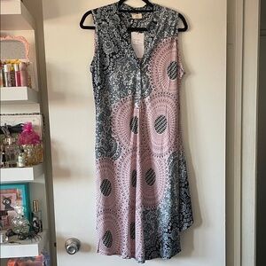 Exist red and blue Gray Patterned Maxi Dress/resort wear-S/M